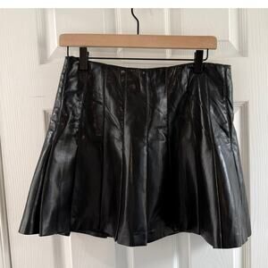 Edit by Jason Wu Faux Leather Pleated Mini Skirt Black M